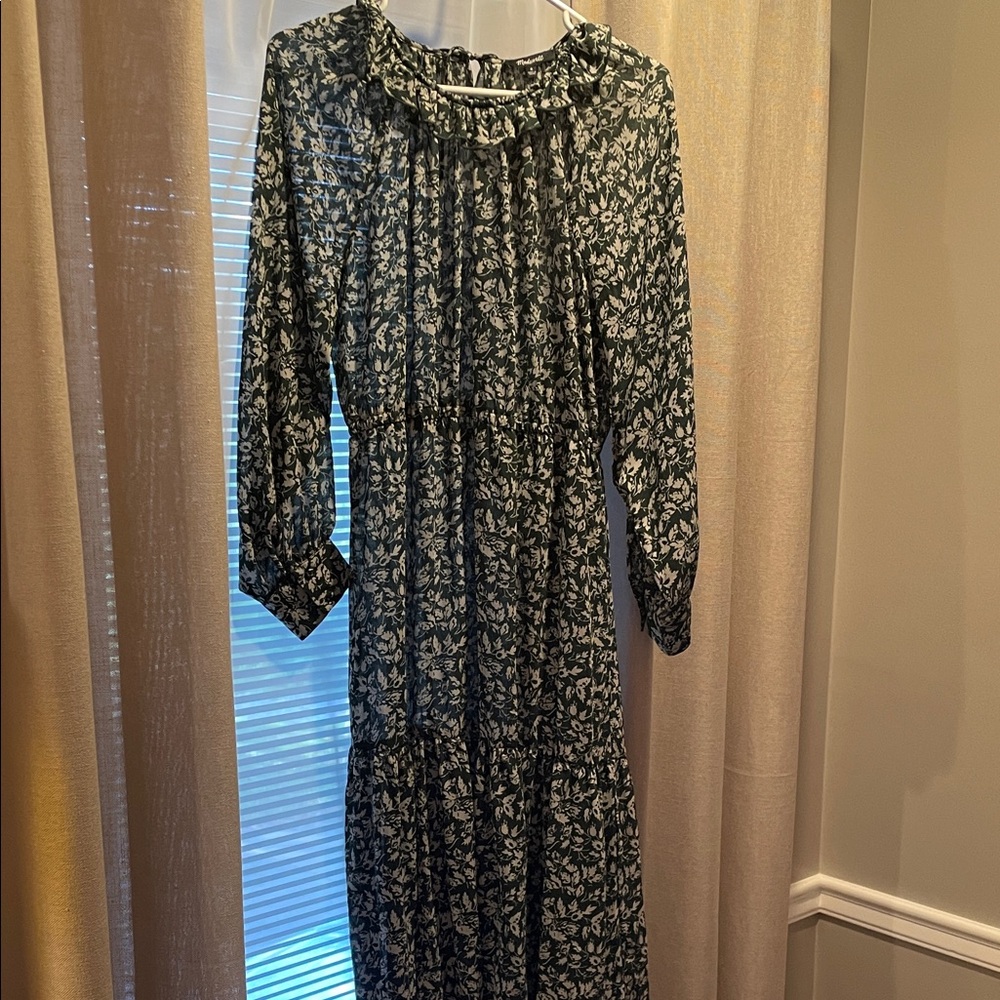 Madewell Floral Green Dress with green slip bnwt